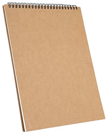 Skizzenbuch A3 Kraftpapier Spiralbuch Hardcover Malbuch mit 30 Blättern Künstler Anfänger Zeichenblock Kinder Schüler Zeichenbuch Spiralbindung Blanko Notebook Vertikal Kunstbuch für Aquarell Skizzen