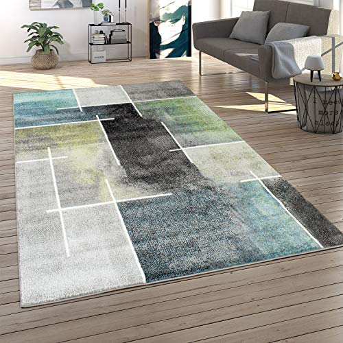 Paco Home Teppich Wohnzimmer Vintage Kurzflor Pastell Moderne Geometrische Muster Bunt, Grösse:70x140 cm, Farbe:Bunt