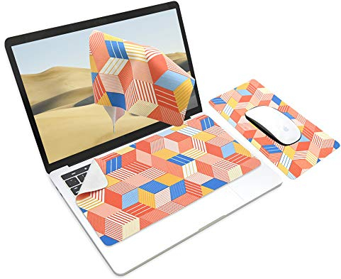 SenseAGE x ekax Microfasertuch Tastaturschutz mit attraktiv Bilder für 13 Zoll Laptop MacBook | 3 in 1 Mauspad, Bildschirmreiniger, Display-, Tastaturabdeckung | Notebook Schutztuch, Warm Orange