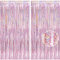 BRAVESHINE Rosa Metallische Lametta Vorhänge Hintergrund, Funkeln Vorhängen Dekoration für Geburtstagsfeier Hochzeitsfoto Hintergrund Weihnachten Disco Party (2 Stück,1x2.5m)