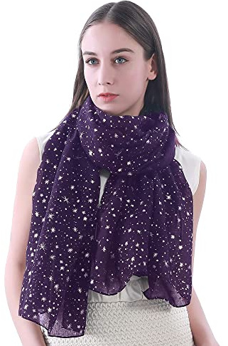 Lina & Lily Damen Schal Tuch mit Folien Sternmuster