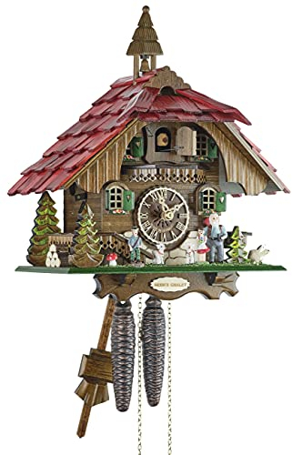 Eble Kuckucksuhr Original Schwarzwälder Kuckuckuhr Echtholz mechanisches 1-Tag Laufwerk NEU VDs Zertifikat Heidihaus 30cm- 26833