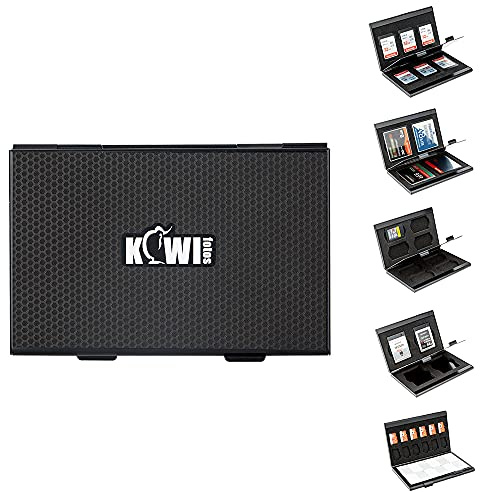 KIWIFOTOS Metall-Speicherkarten-Etui Tragetasche für SD MicroSD CF XQD CFexpress Typ-B CFexpress Typ-A Karten mit 5 austauschbaren weichen Eva-Schaumstoffeinsätzen