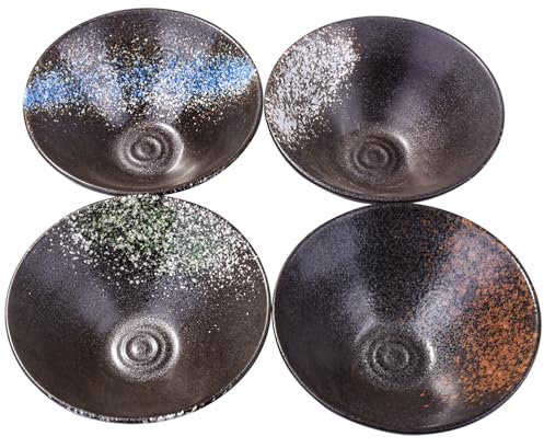 LMRLCS Ceramic Ramen Bowls Soup Bowls 33.5 oz Japanese 7.8 Inch Large Porcelain Noodle Bowls Set for Ramen Cereal Soup Pho Udon Asian Noodles Deep Noodle Serving Bowls Set of 4
