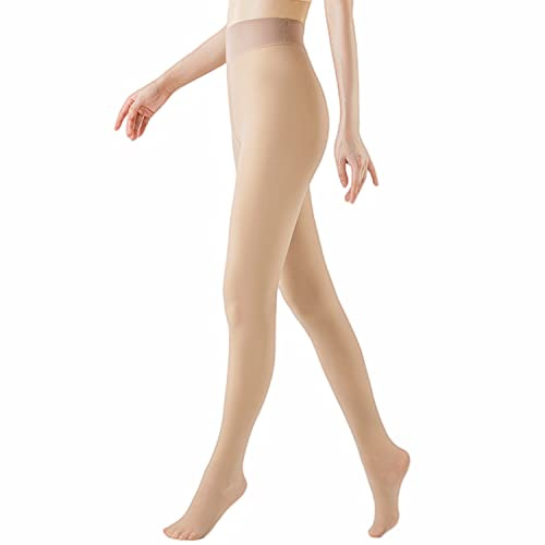 Arkim Thermo Strumpfhose gefüttert S/M/L/XL, Beine abnehmen Strumpfhosen Damen Winter Gefälschte Durchscheinend Plüschstrümpfe Wärmende Fleece Leggings(Hautfarben-Fleecefutter, S/M)