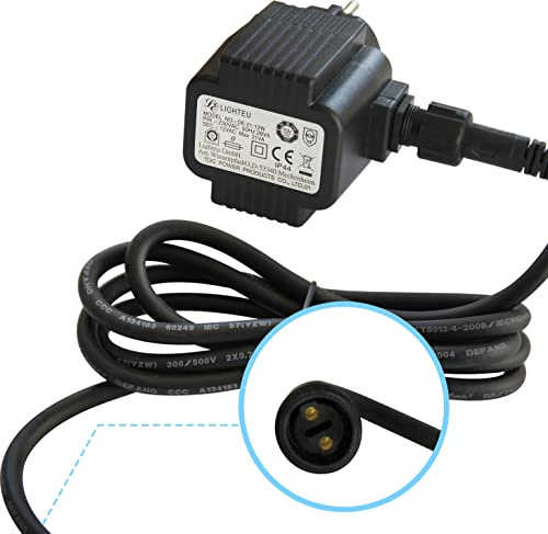 LIGHTEU®, TDC AC/AC Adapter DE-21-12W Steckernetzteil 12V AC 1,75Amp 21VA Trafo mit Verlängerungskabel IP44