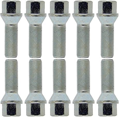 Lot de 10 boulons de roue coniques argentés M12 x 1,5 60 mm