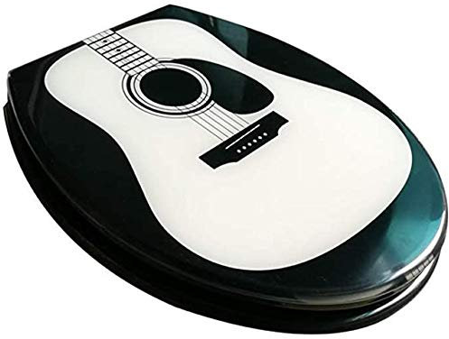 VVHUDA Toilettensitz, niedlicher Gitarren-Toilettendeckel – braun, Automatisch, Oval, Casual, Harnstoff-Formaldehyd-Harz, Toilettensitz, Toilettensitzbezug small gift