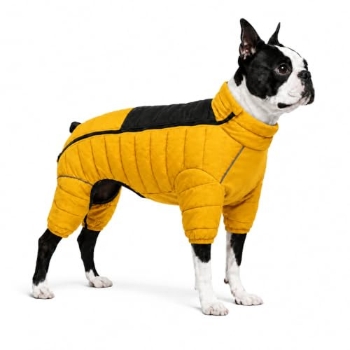 Hundemantel, warme Hundejacke, 4 Beine bedeckt, wasserdicht, Winddicht, reflektierende, warme Hundeweste, Hundeschneejacke für kleine, mittlere und große Hunde.Yellow L