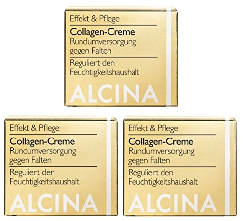3er Collagen Creme pflegende Kosmetik Alcina Rundumversorgung gegen Falten je 50 ml = 100 ml