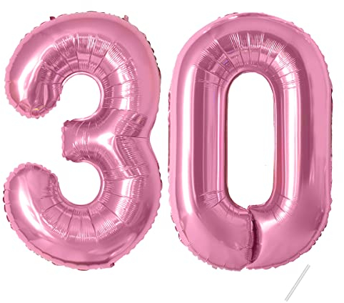 Palloncini Compleanno 30 anni Rosa -101 CM Palloncino Numero 30 Gonfiabile in Foil -Decorazioni Compleanno di un uomo donna- Vola con l'Elio