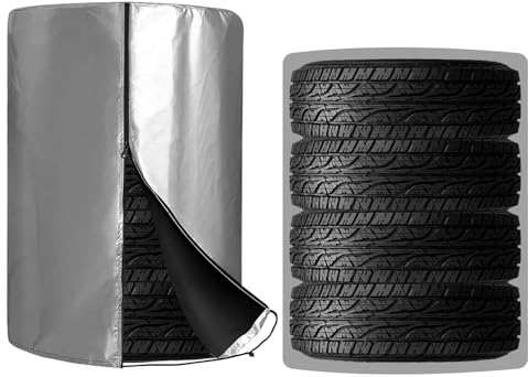 VIDETOL Auto Reifenabdeckung für 4 Reifen, 82 cm x 120 cm Auto Reifentasche, Wasserdicht Staubdicht Reifenhülle Reifensack, Reifen Aufbewahrung, Reifen Tasche mit Reißverschluss für 4 Reifen