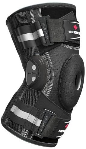NEENCA Rodillera profesional para dolor de rodilla, soporte de rodilla ajustable con bisagras con sistema de fijación patentado X-Strap, fuerte estabilidad para alivio del dolor Jonit (Small)