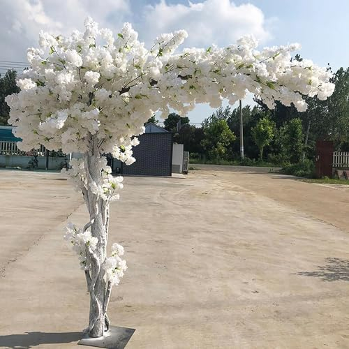 Qiang Künstlicher Kirschblütenbaum Lebensechte Blätter-Nachbildung Echtholzstiele Künstlicher Sakura-Baum Weinender Kirschbaum Perfekt Für Heimdekoration,White-1.5x1.5m/4.9x4.9ft