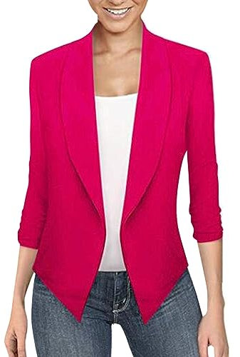 TDEOK Blazer dam kort midja – blazer dam sportig smal – stora storlekar, kavaj, kavaj, tajt kort blazer, festlig sommarblazer, för klänning, sweatblazer, kort blazer, Het rosa, M