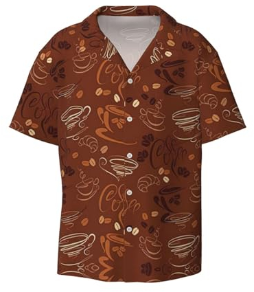 YQxwJL Chemise d'été décontractée à manches courtes avec poche pour homme Motif girafes, Coupes et haricots courbes et tourbillons, S