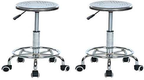 BDTTUG Hocker auf Rädern Edelstahlhocker, Arbeitsstuhl, Arbeitshocker, Hohlstuhl 5 Drehungen Friseurlabor Produktion Werkstatt Stuhllift 50-60 cm (Farbe: True Colorx2) Hello