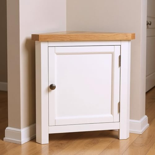 GROF Furniture Eckschrank, lackiert, klein, dreieckig, Aufbewahrungsschrank für Wohnzimmer, Bad und Flur, montierte Eichenmöbel