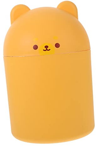Hohopeti Desktop Trash Can Mini Waste Bin for Office Home Study Bedroom Adorable Bear Design Wear-resistant Material for Daily Use