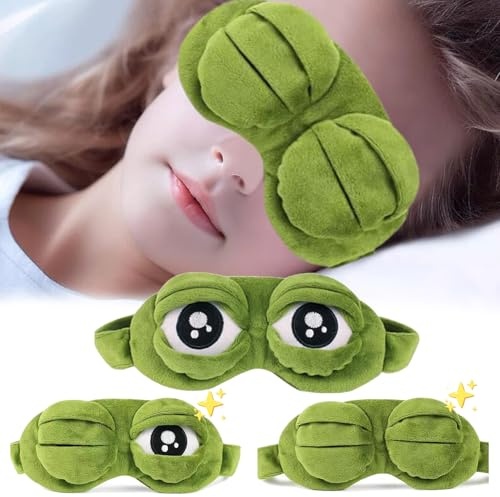 Esshogo Schlafmasken, 3D Schlafmaske, Plüsch Karikatur Frosch Schlafen Lustige Neuheit Augenabdeckung, Allgemeiner Zweck Augenmaske, Augenmaske Kinder, Augenmasken Fiir Erwachsene