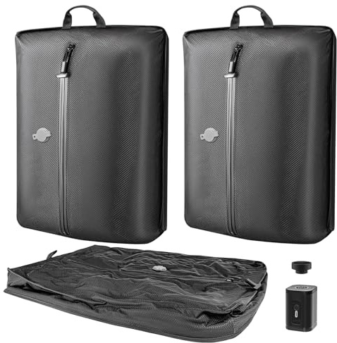 Luvan Vakuumbeutel für Kleidung-kabelloser Vakuumpumpe,Vakuum-Kleidersack & Unterbett Aufbewahrung, wiederverwendbare,dicht & platzsparende Vakuum Verpackung für Reise &Saisonal Kleidung(2pc+Pumpe)