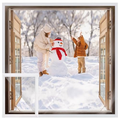 Fenster Isolierungs Set, 135x155cm Transparente Fenster Abdeckung Aus Kunststoff, Weiß Fenster Isolierung für Hitze Im Winter, Fenster Isolierfolie für Hitze Und Kälte – Inklusive Klettband
