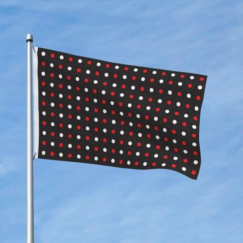 Drapeaux de jardin de 7,6 x 1,5 m pour l'extérieur – Drapeau double face à pois rouges et blancs pour chambre à coucher, drapeaux de cour et de bateau légers pour décorations extérieures avec œillets