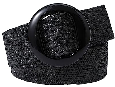 CYILPR Verstellbarer Schnallen Taillengürtel Für Damen Elastischer Gürtel Geflochtener Gürtel Breiter Bund Bunter Stroh Vintage Gürtel