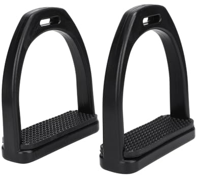 KIMISS Staffe in plastica con cuscinetti in gomma antiscivolo – staffe per cavallo nero, disponibili in taglie piccole e grandi (grande)