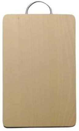Planche à découper en bois de hêtre avec poignée en métal 34 x 20 x 1,5 cm