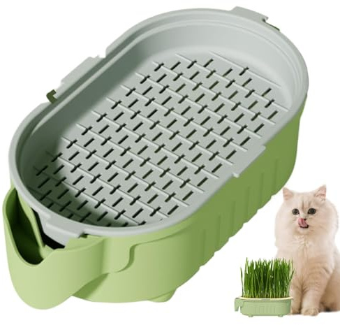 Buerfu Pflanzschalen Für Katzengras,Keimschale Katze,Katzengras Schale,Anzuchtschalen Keimung Tablett,Seed Sprouter Tray Für Garten Home O-ffice