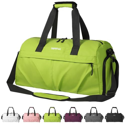 DBPBToU Sporttasche Damen Herren Hartes Material, Reisetasche mit Schuhfach Zwei Belüftungslöchern und Nassfach, wasserdichte Weekender Bag, Gym Bag/Schwimmtasche/Saunatasche (Grün)