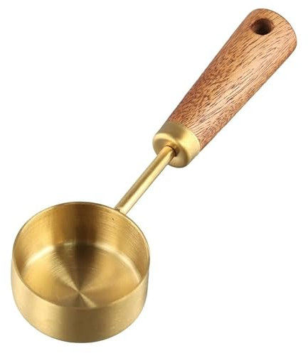 NobesOnbet Cuchara medidora de Acero Inoxidable con Mango de Madera, Herramienta de 10 ml para la Cocina doméstica, Cuchara medidora de café en Polvo, Cuchara medidora de Gramos