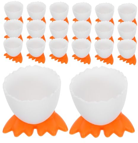 Yardenfun Lot de 20 Porte-Œufs en Plastique de Poussin Support Stable pour Œufs Durs Coupelles Amusantes pour Rangement des Œufs pour Comptoir
