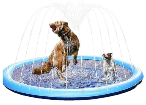 lisutupode Paddling Pool For Pets 100/150cm Inflatable Dog Splash Dogs Pool Anti-slip Foldable Thickened Outdoor Sprinkler Play Mat For Puppy Small Dogs Cats And Kids