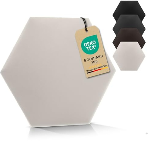 VELUYA Wandpolster Polsterpaneele Hexagon – Öko-Leder, Wandkissen 40 x 35 cm, Polsterplatte, Oeko-TEX, Made in EU, Ecru S04