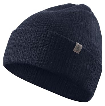 TRENDOUX Beanie Uomo Donna Morbido Cappello Termico Casual Donna Risvolto, Uscite Quotidiane Invernali Passeggiate Sci Guida Escursioni - Blu Navy