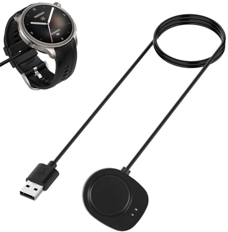 Bgfaquri Câble de Charge Magnétique Compatible avec Amazfit Balance/Balance 2/T-Rex 3/Helio Strap, Câble USB-A vers Montre Intelligente 1 m Durable Sécurisé Charge Rapide Noir