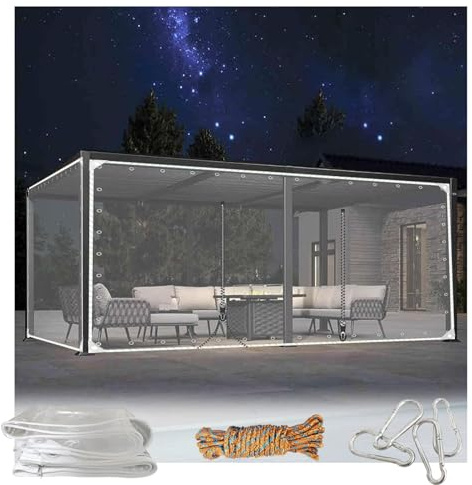 HJLKDYM Clear Tarp, Patio Enclosure Water proof PVC Curtains With Double Zip, Transparent Outdoor Zipper Door For Porch, Deck, Balcony, Pergola(2.4x1.8m)