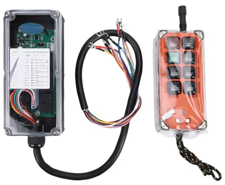 Asixxsix Kabellose Kran-Fernbedienung, 8 Tasten, Stoßfeste, Wasserdichte ABS-Industrie-Fernbedienung mit Aufbewahrungsbox, Elektrischer Hebezeug, Kabelloser Sender und Empfänger