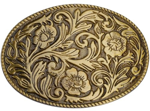 GORGECRAFT Antikt graverat bältesspänne med blommönster i västerländsk vintagestil oval i böhmisk stil av metallegering med blommigt mönster perfekt dekorativt spänne