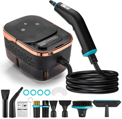 CarBole Hochdruck Dampfreiniger Handgerät,2500W,4 Bar,1250ml Wassertank,15 Sekunden Aufheizzeit,3-stufige,Verstellbare Dampfsteuerung,Handdampfreiniger Geeignet für Küche,Rauchmaschine,Möbel