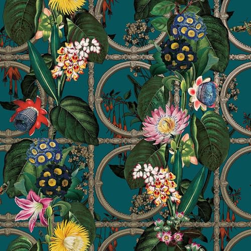 Holden Alata Botanical Themed Floral Textured Wallpaper Ideal for Living Rooms, Bedrooms, Dining Areas Teal 91432