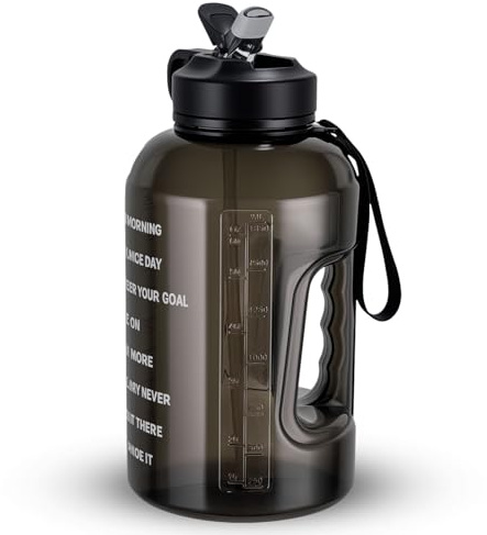 BOKCIK 2.2L Large Motivational Water Bottle with Straw & Time Marker 74oz | BPA-Free, Leak-Proof - Daily Hydration Tracker for Gym, Office, Home & Travel