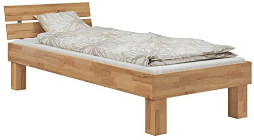 Erst-Holz®Einzelbett Buche 100x200 stabil hoch Massivholzbett Seniorenbett inkl. Federholzrahmen 60.81-10 FV M