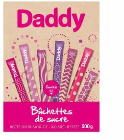 Daddy Sucre En Poudre Buchette x100 500g (Daddy Powdered Sugar in Individual Packets x100 500g)