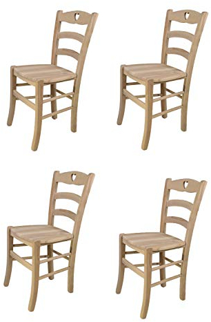 t m c s Tommychairs - 4er Set Stühle Cuore für Küche und Esszimmer, robuste Struktur aus poliertem Buchenholz, unbehandelt und 100% natürlich, Sitzfläche aus poliertem Holz