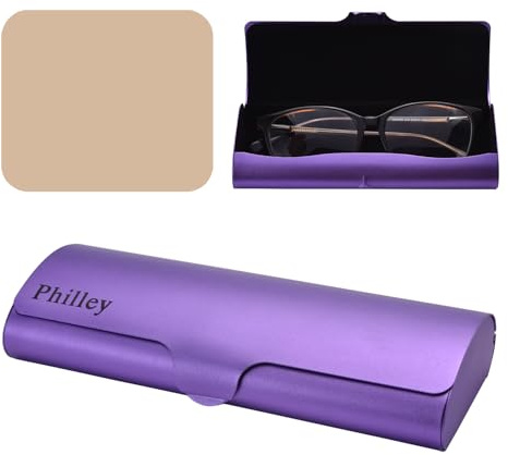 Philley Aluminium Ultra-Leichte Brillenetui Schlankes Lesebrillenetui | Hartschalen-Brilletui für Kurzsichtige, tragbar, für Reisen, aus Metall, Schutz für Damen und Herren