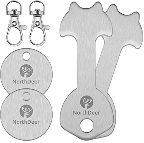 CLé en Forme de Jeton pour Caddie en Acier Inoxydable - Panier d'Achat Amovible Porte-Clés pour Chariot - Clé à Puce pour Panier d'Achat (2 Set)