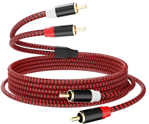 Jelly Tang RCA Cable 12M,2Rca Male to 2-Rca Male Stereo Subwoofer Cable [Hi-Fi Sound] Nylon-Braided Auxiliary Cord for Home Theater,Hi-Fi Systems,and more(40Ft/12M)